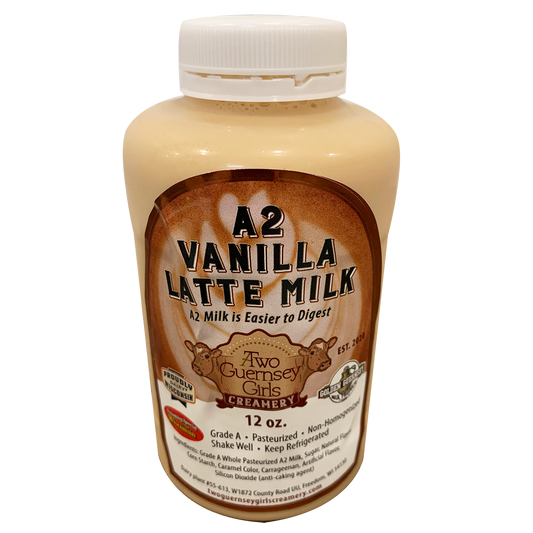 Milk - Grade A Whole A2 Vanilla Latte - 12 oz. Chugger