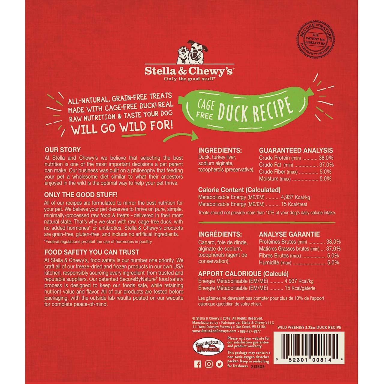 Duck Wild Weenies Freeze-Dried Raw Dog Treats