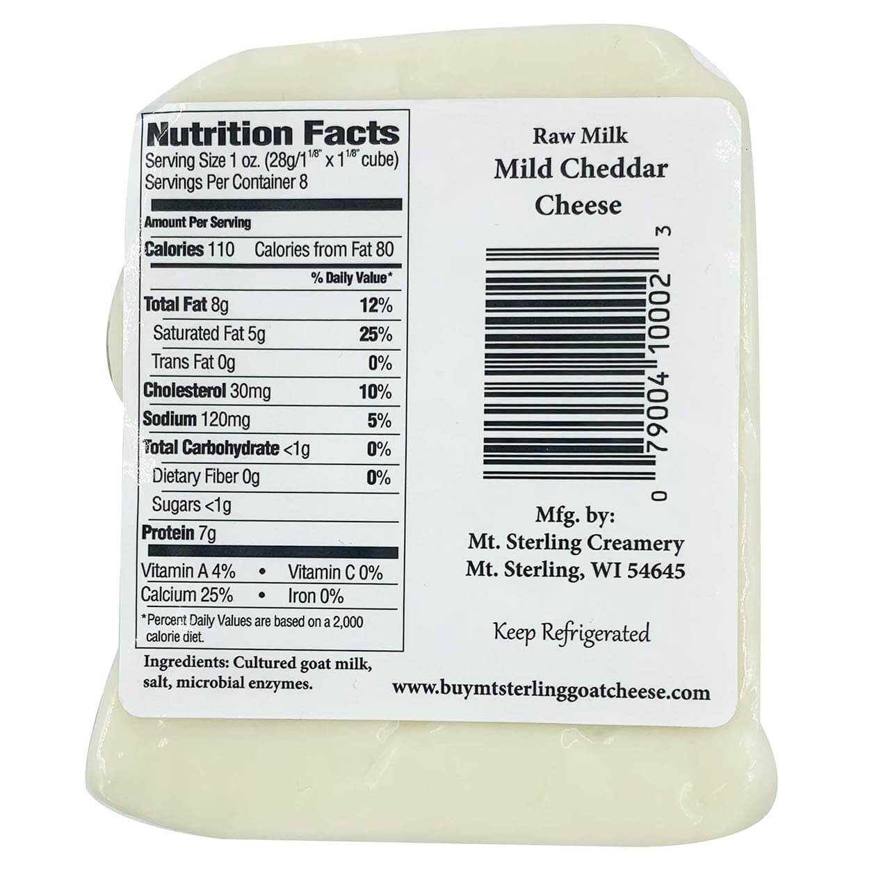 Raw Goat Milk Mild Cheddar Cheese