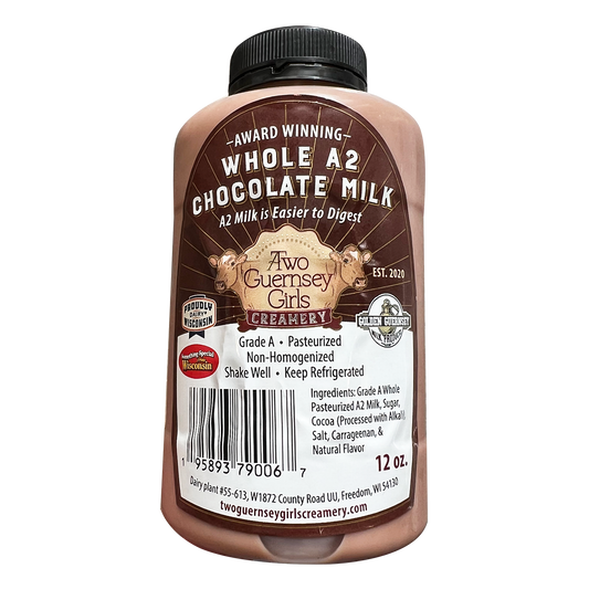 Milk - Grade A Whole A2 Chocolate Milk - 12 oz. Chugger